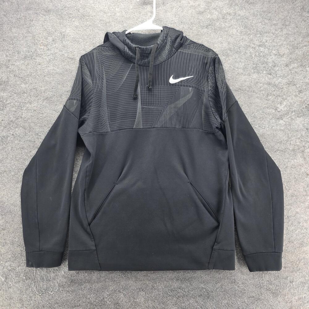 Nike Hoodie Mens S Black Pullover Hooded Pockets Dri-FIT Fleece Lined BV2752-010